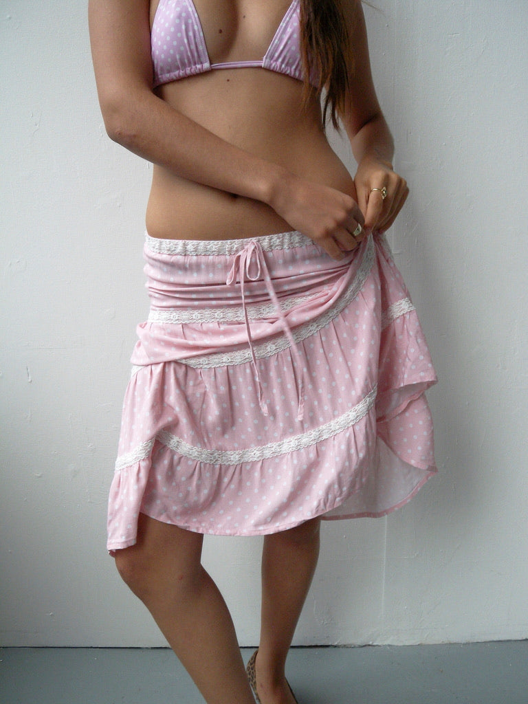 The Spotty Midi Skirt - Baby Pink