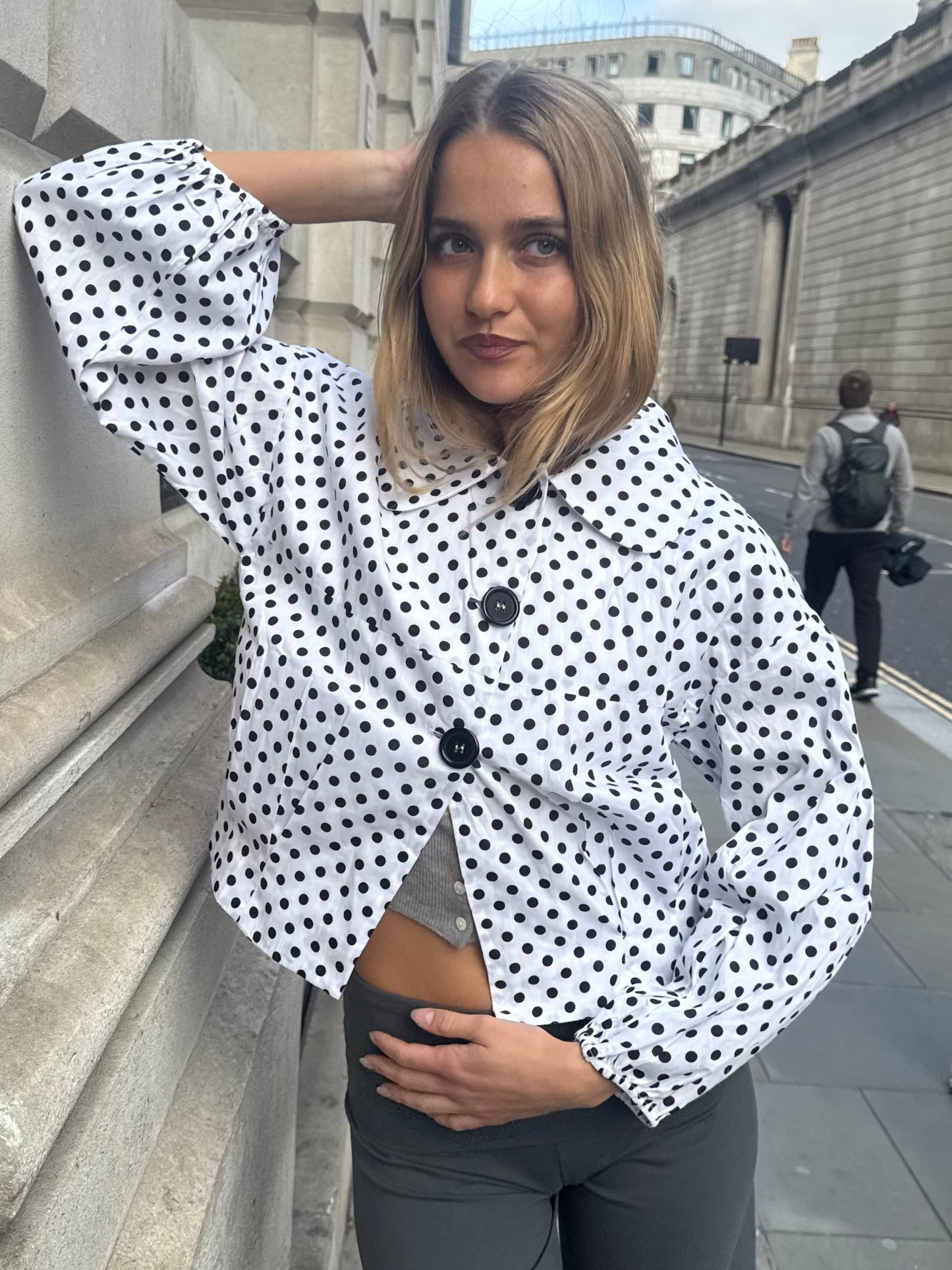 The Lola Jacket - White Polka