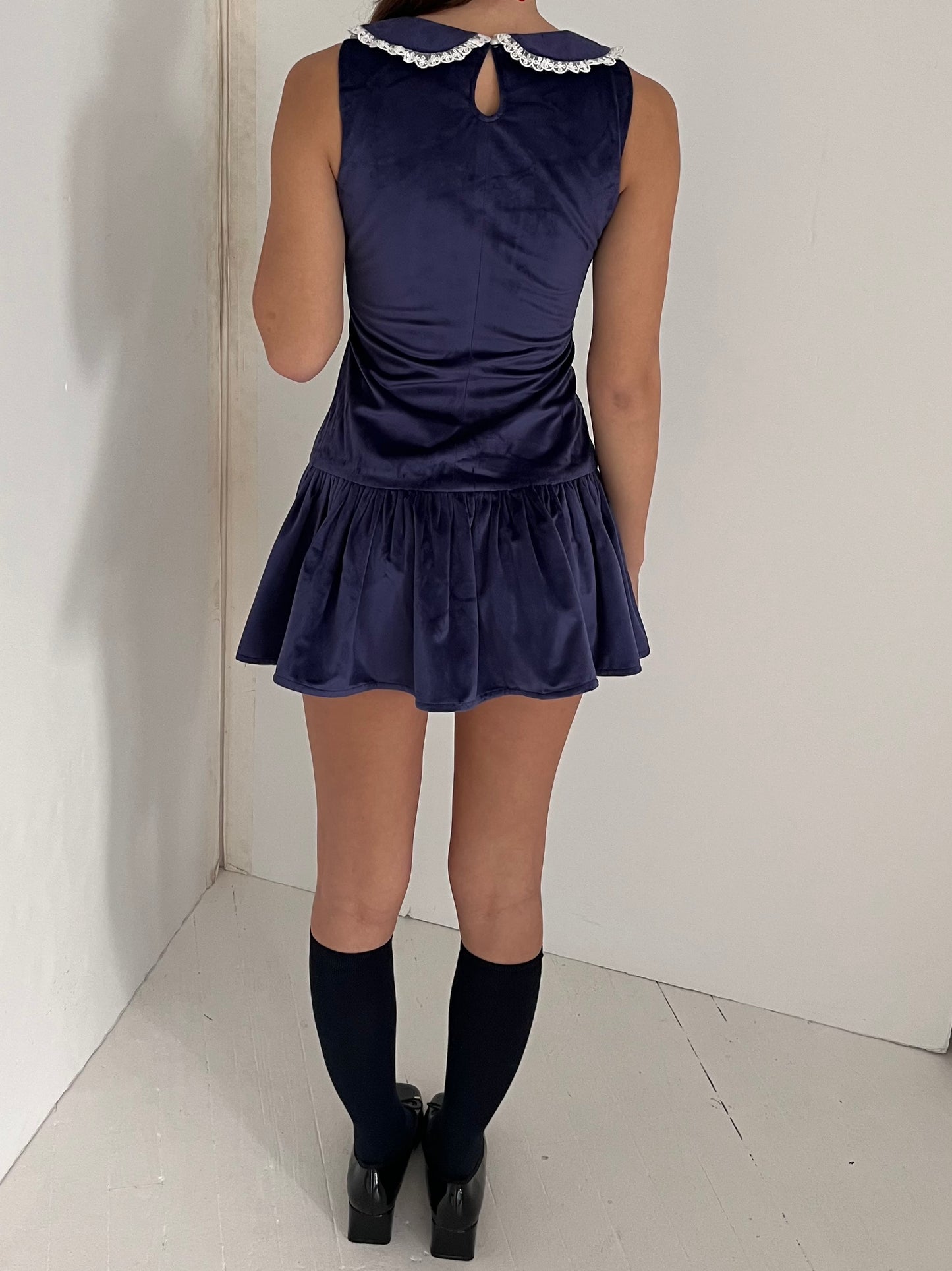 The Clementine Dress - Navy Velvet