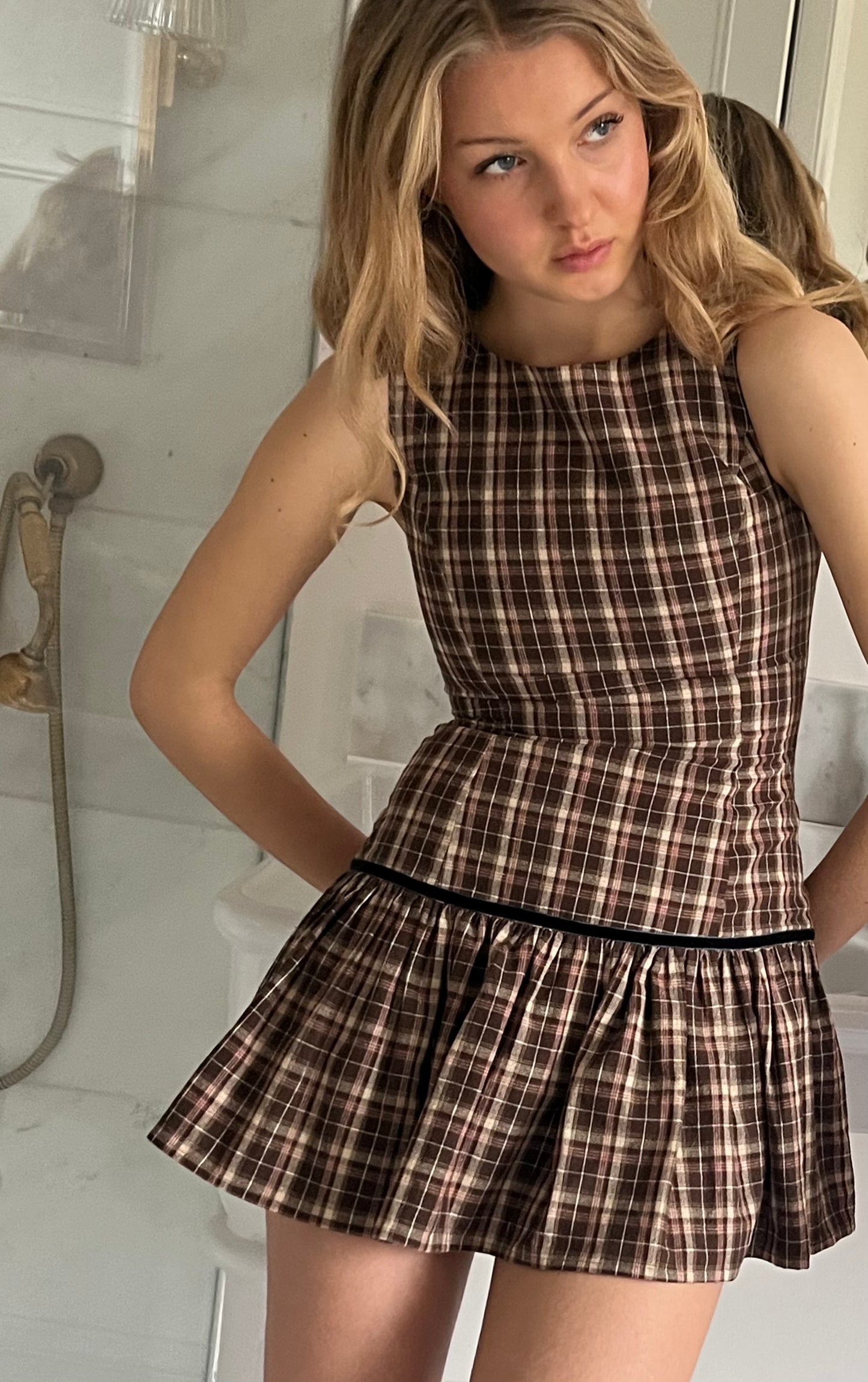 The Scarlett Dress - Brown Tartan