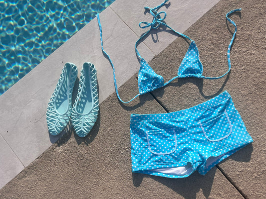 The Spotty Swim Shorts - Turquoise