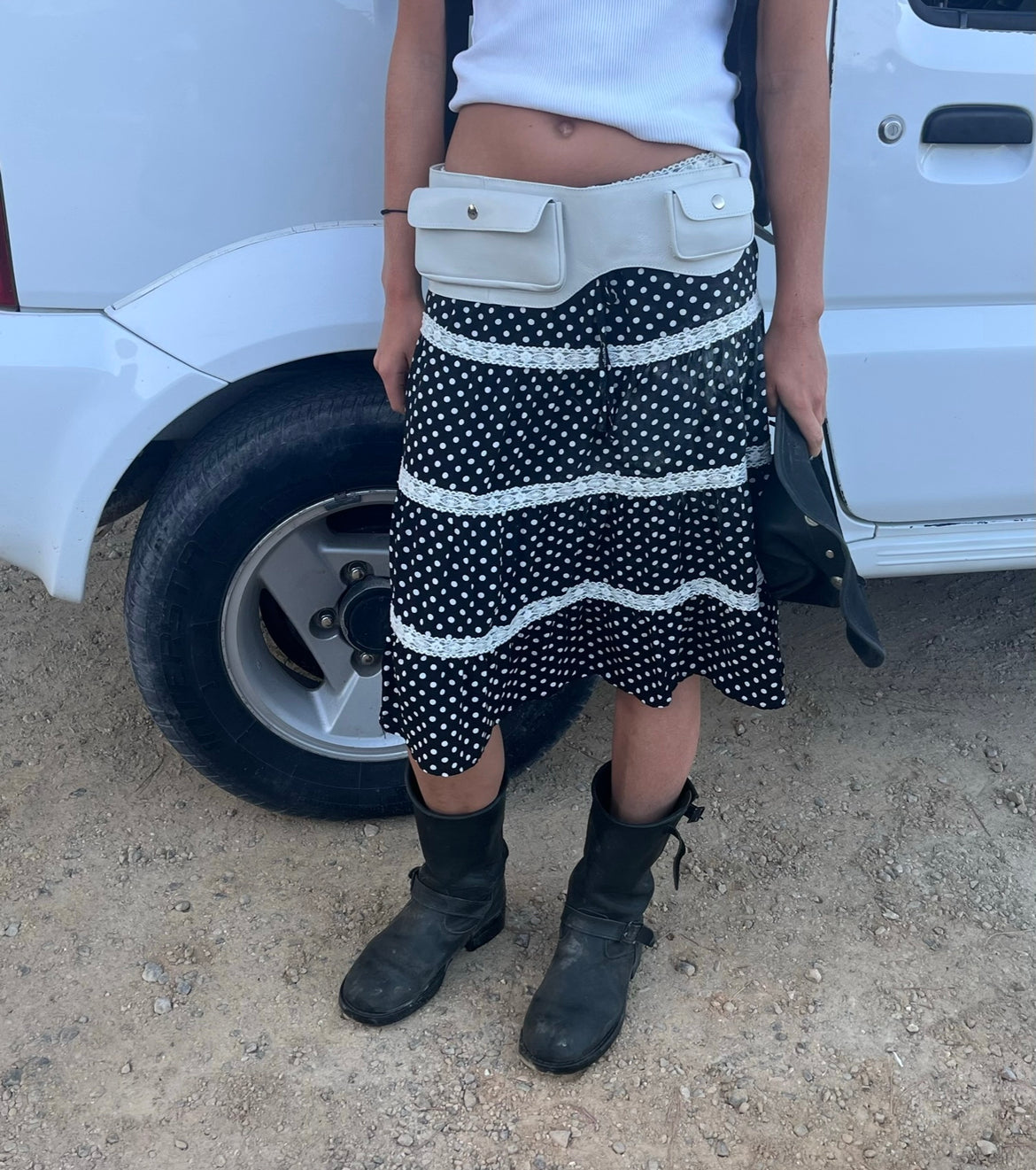 The Spotty Midi Skirt - Black