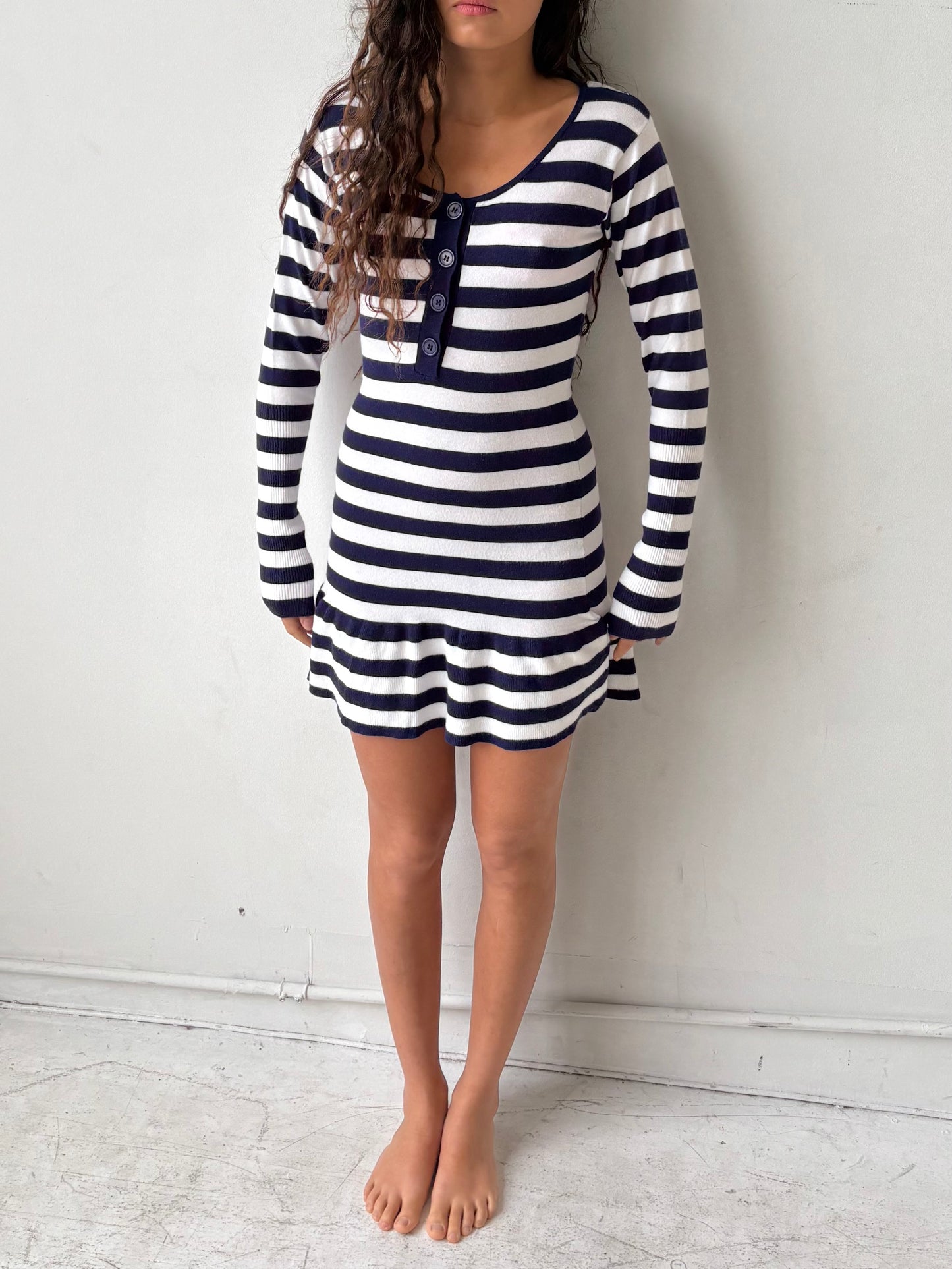 The Alana Dress - Navy Stripe