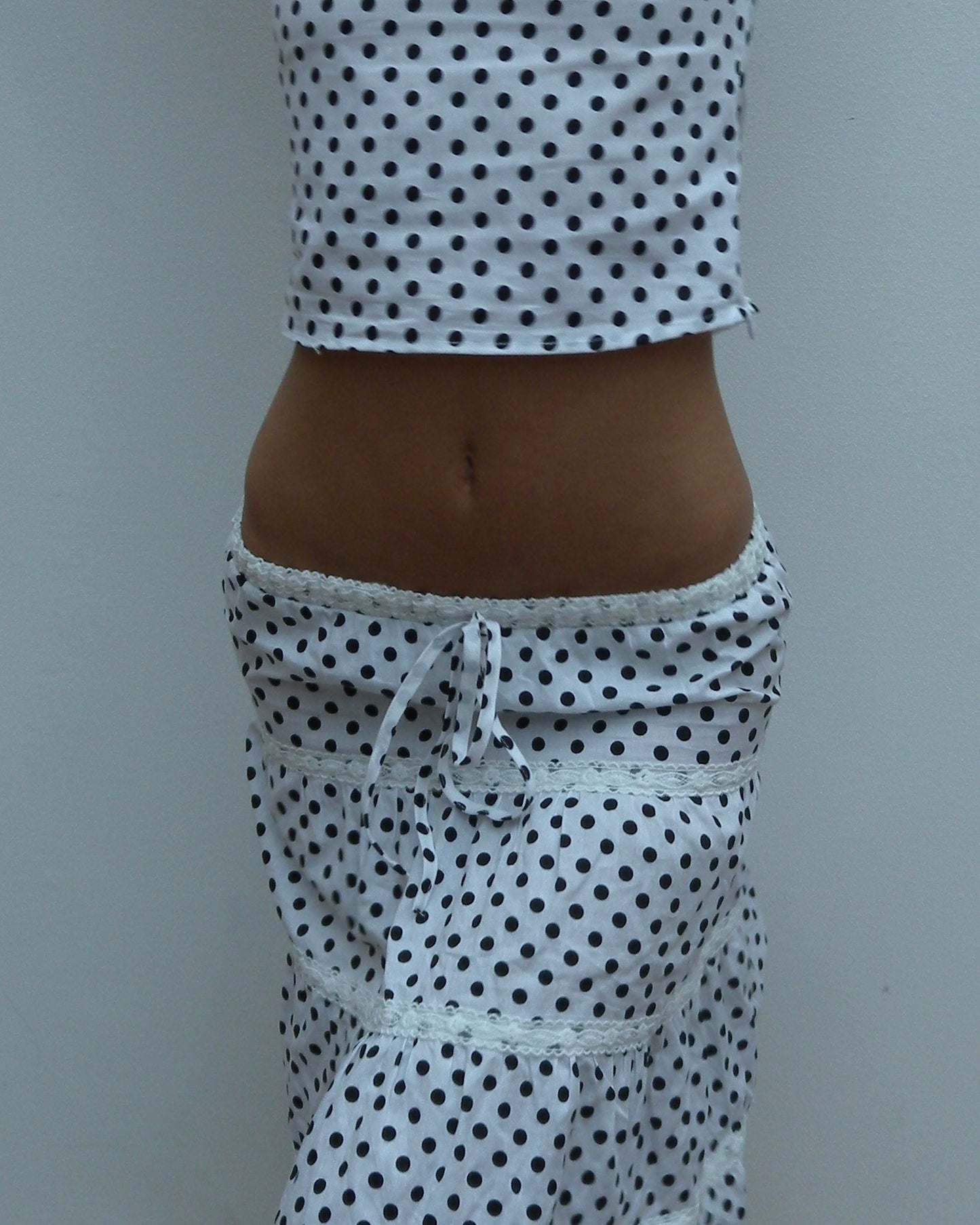 The Lola Midi Skirt- White Polka