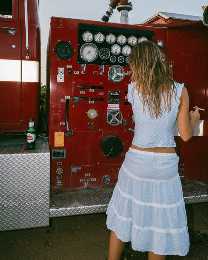 The Spotty Midi Skirt- Baby Blue