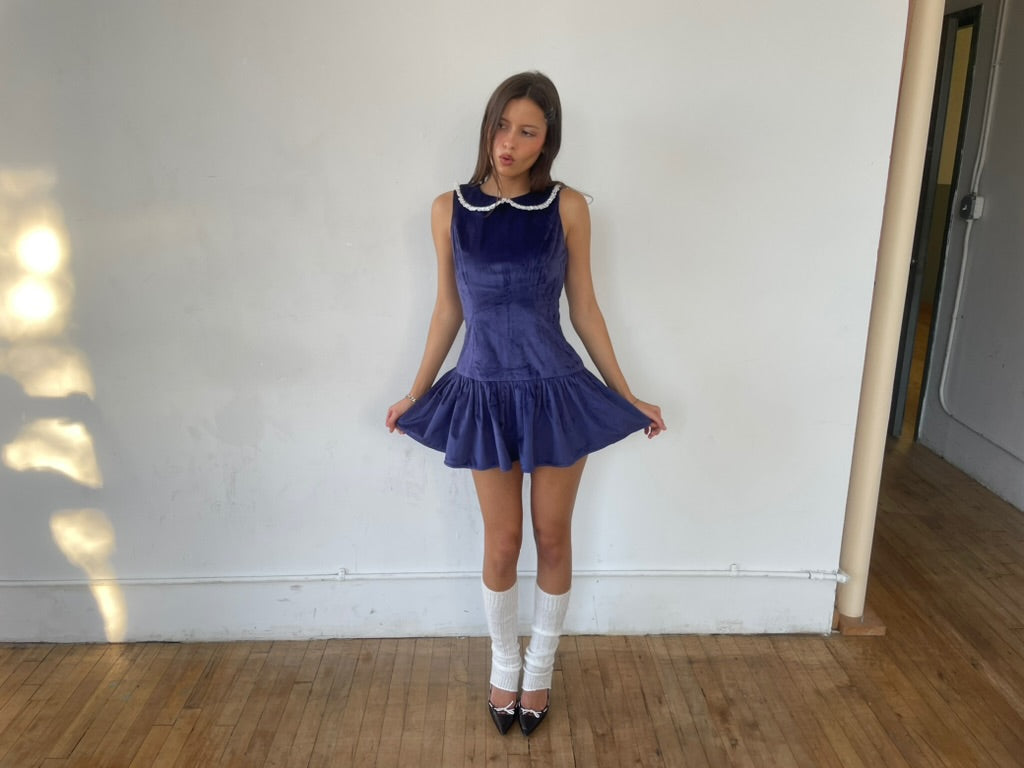 The Clementine Dress- Navy Velvet