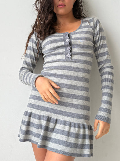 The Alana Dress - Grey Stripe