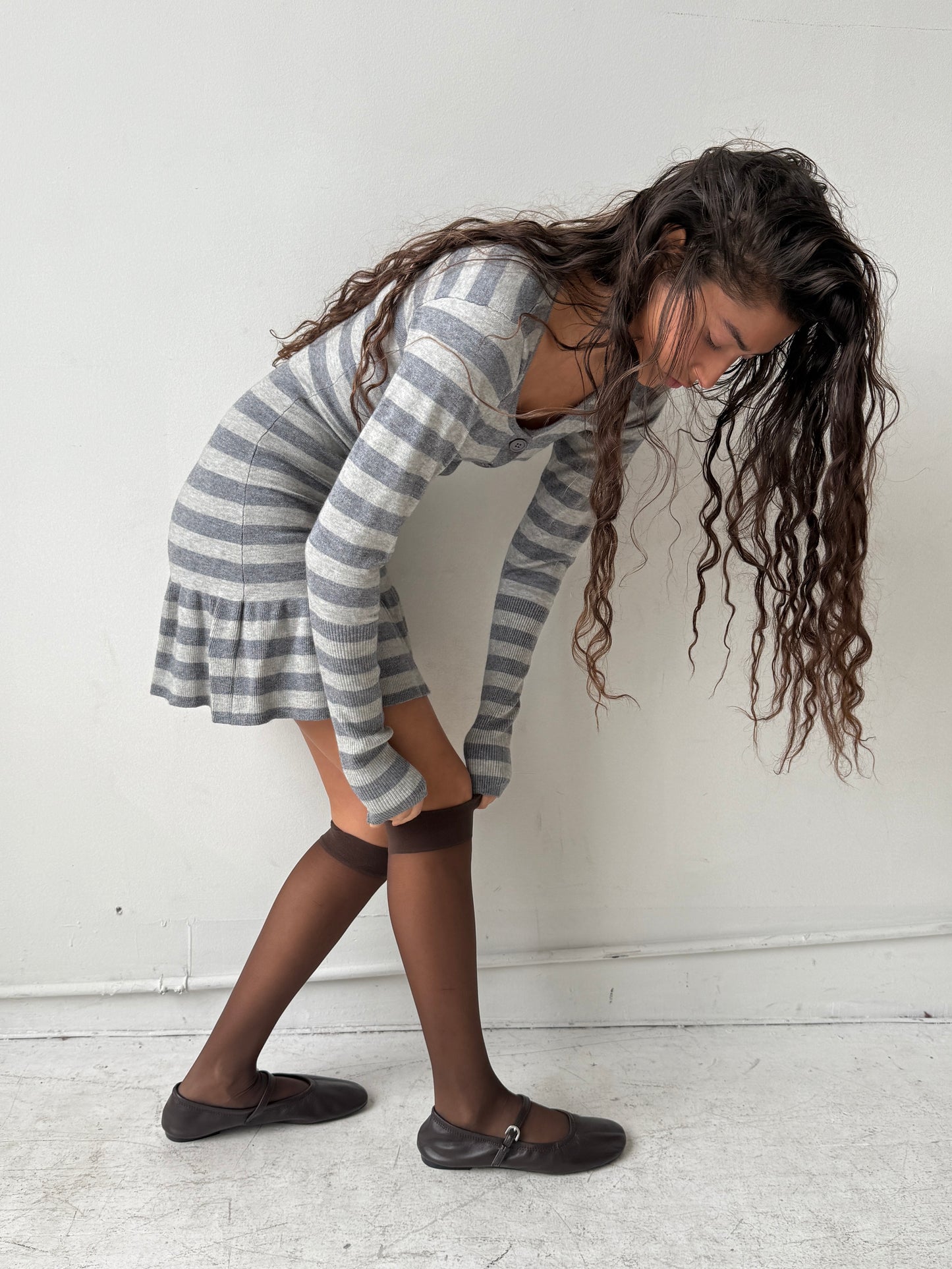 The Alana Dress - Grey Stripe