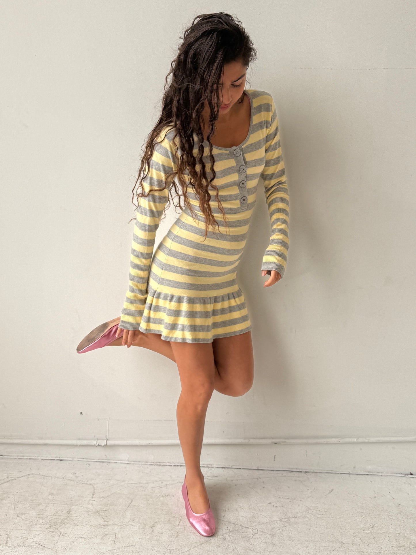 The Alana Dress - Yellow Stripe