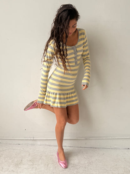 The Alana Dress - Yellow Stripe