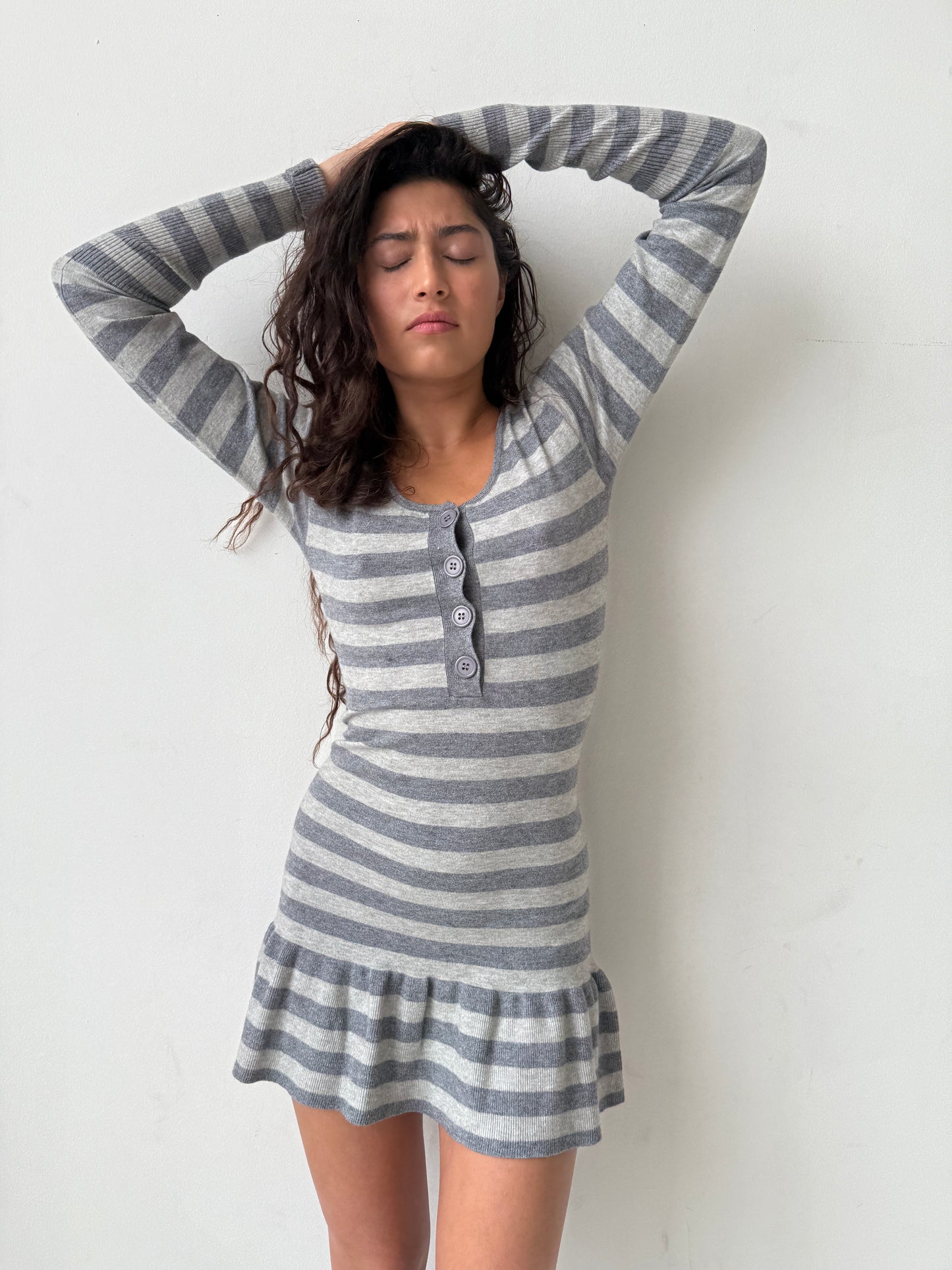 The Alana Dress - Grey Stripe