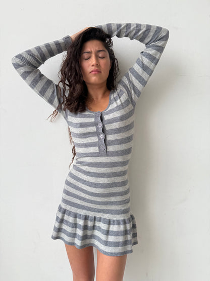 The Alana Dress - Grey Stripe