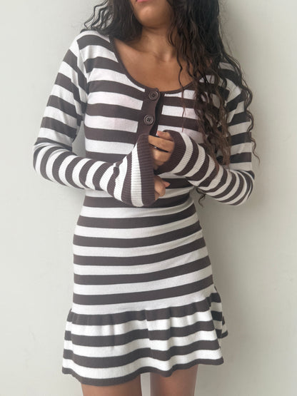 The Alana Dress - Brown Stripe
