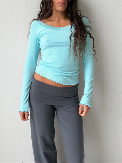 The Uma Long Sleeve Top - Turquoise