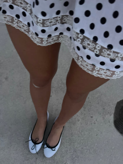 The Luna Dress- White Polka