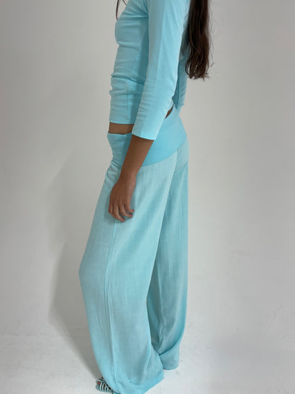 The Alma Trousers - Aqua