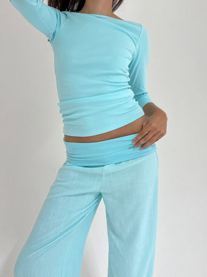 The Alma Trousers - Aqua