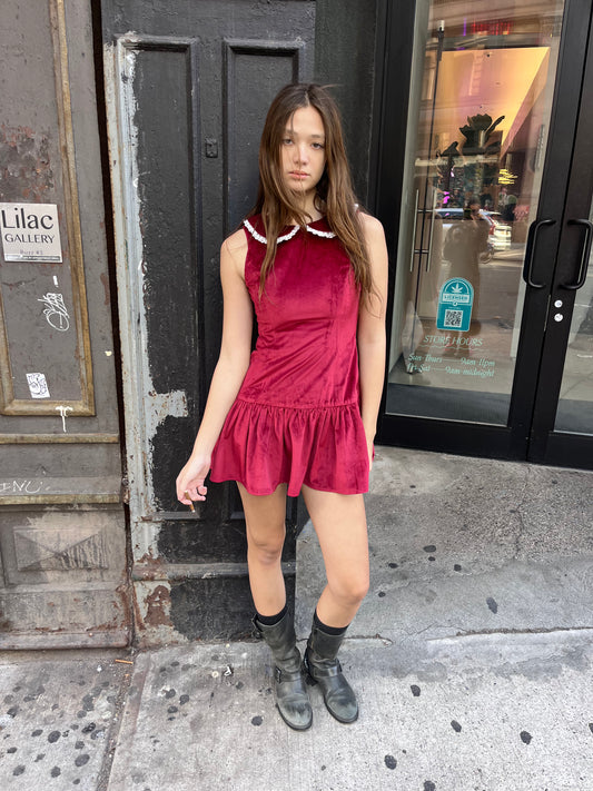 The Clementine Dress- Burgundy Velvet