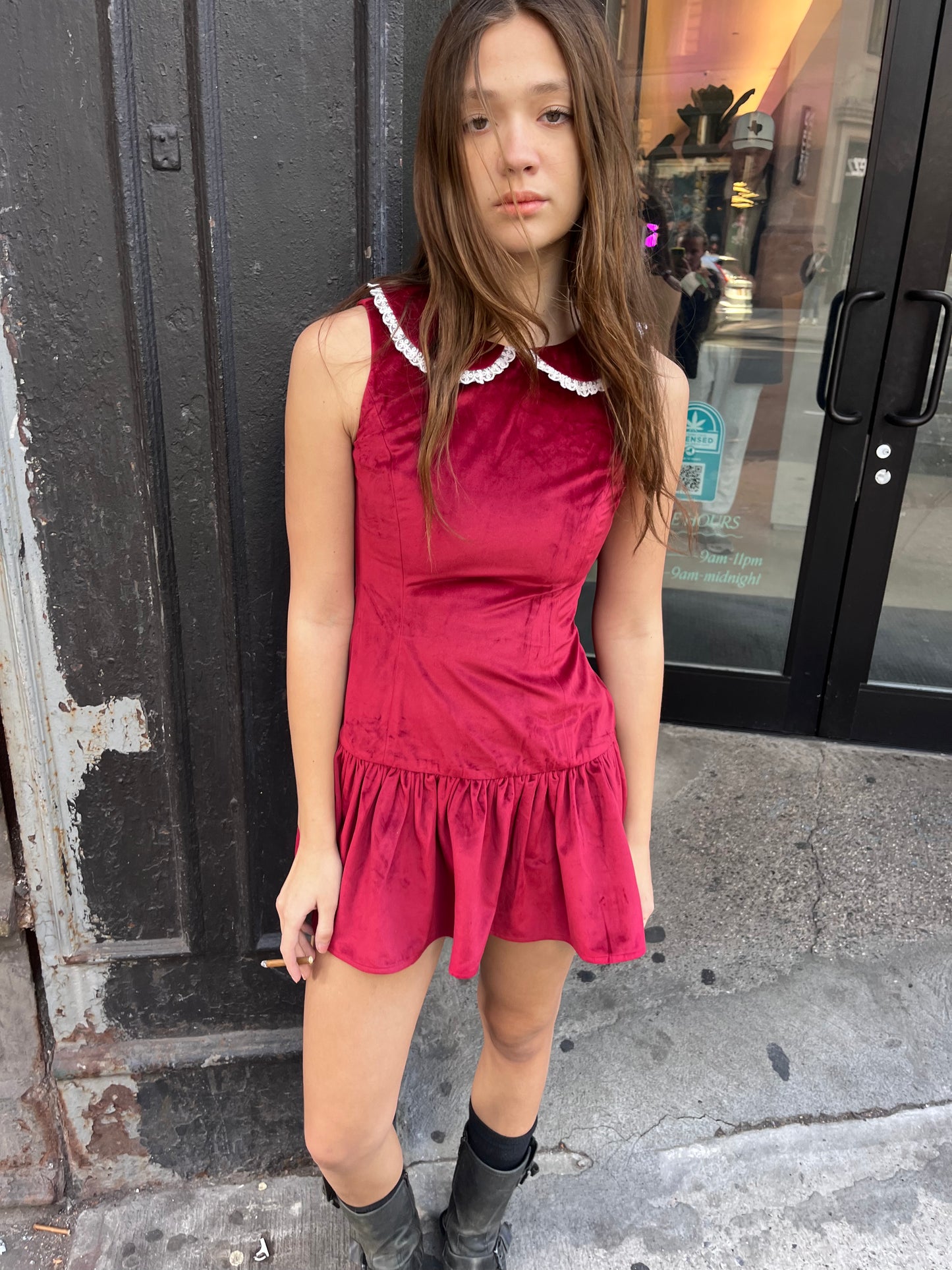 The Clementine Dress- Burgundy Velvet