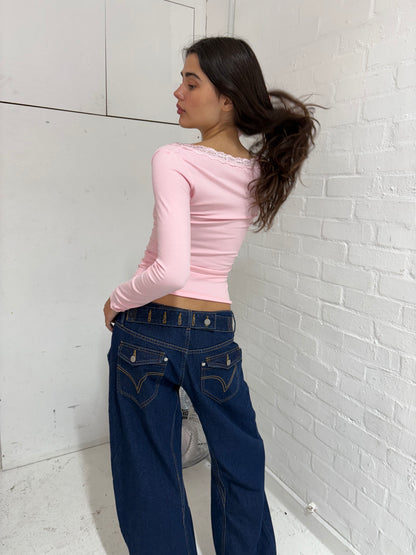 The Uma Long Sleeve Top - Pink