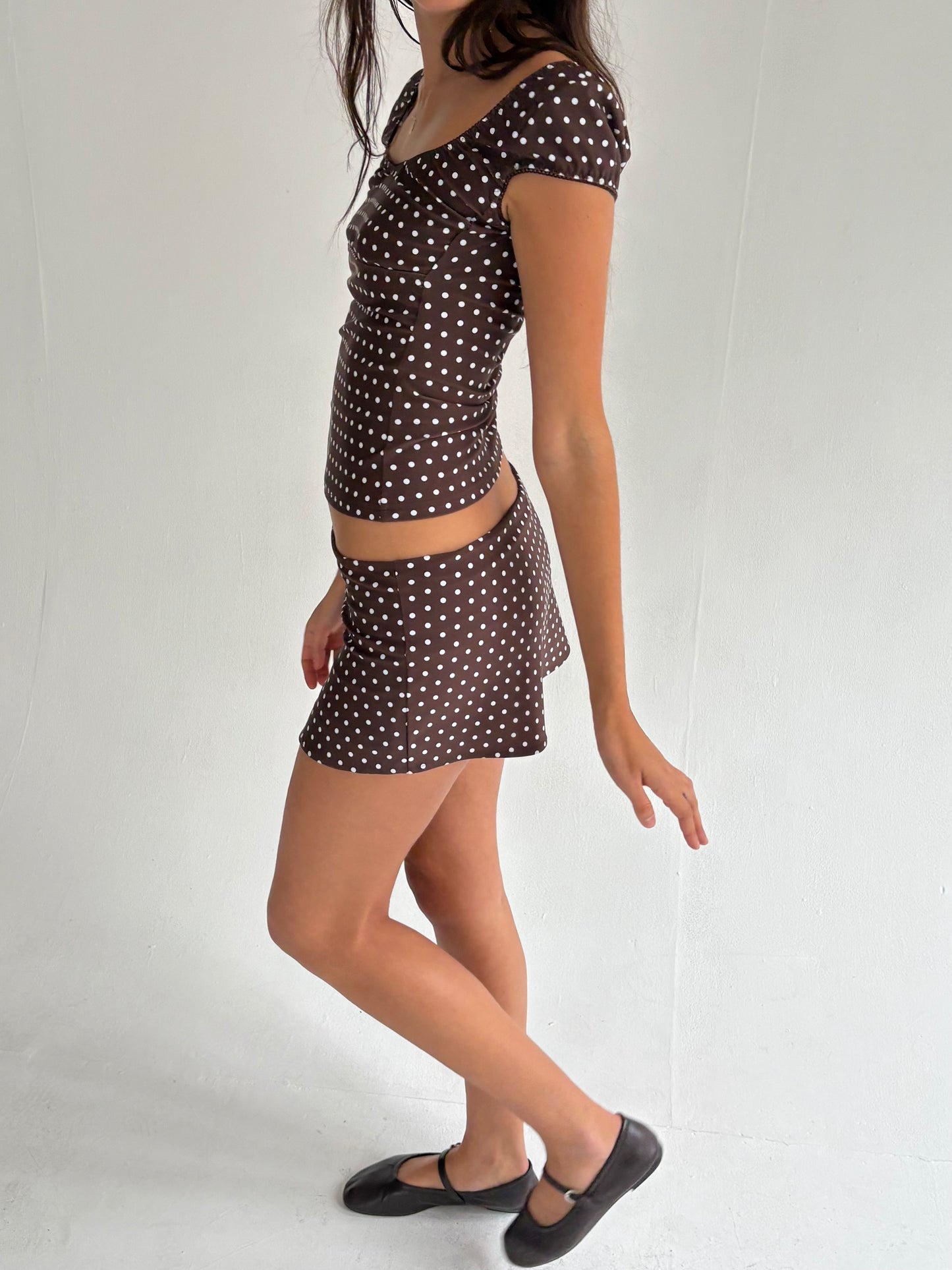 The Isla Skort - Brown Polka