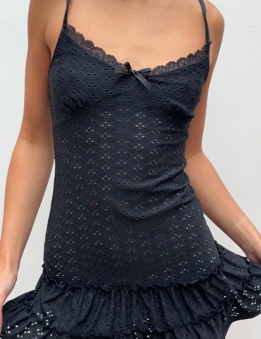 The Dolly Rara Dress - Black Broderie