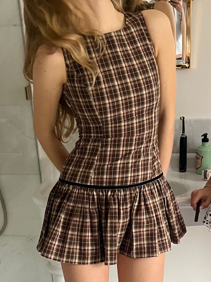 The Scarlett Dress - Brown Tartan