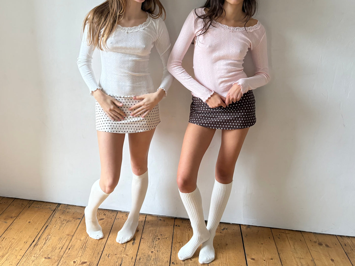 The Celine Long Sleeve - Pink Pointelle