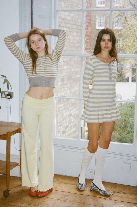 The Ottilia Cardi - Yellow & Grey Stripe