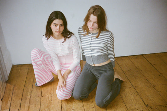 The Ottilia Cardi - White & Grey Stripe