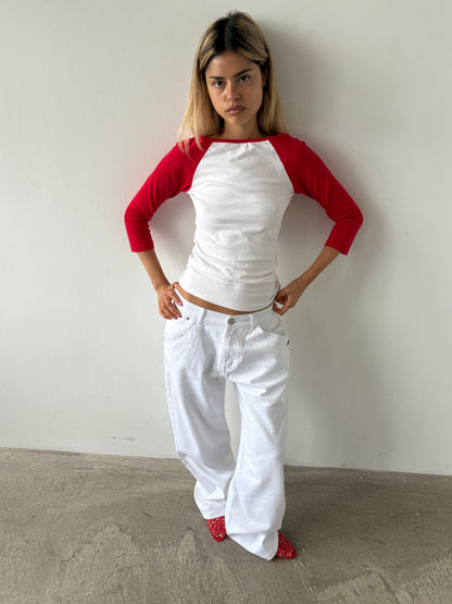 The Maria Buckle Back Jean - White