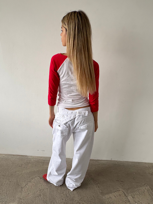 The Maria Buckle Back Jean - White