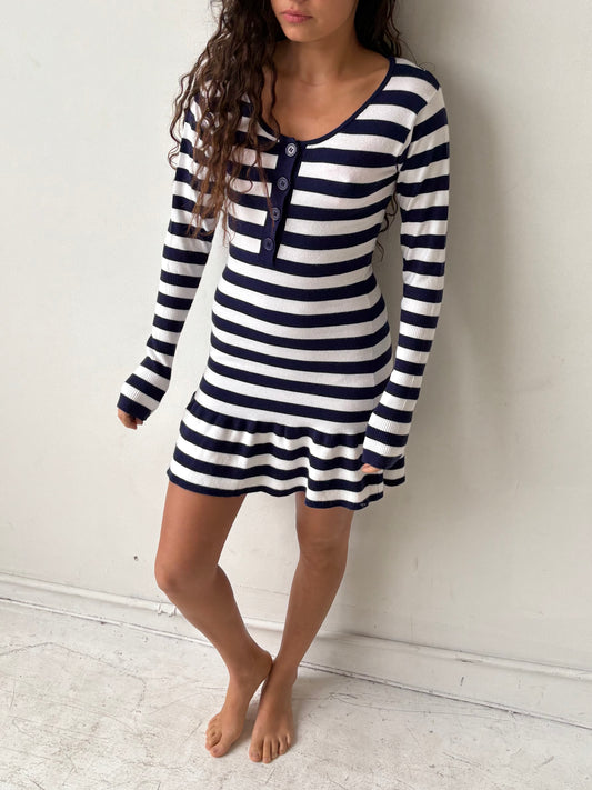 The Alana Dress - Navy Stripe