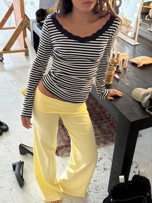 The Mia Long Sleeve Top - Navy Stripe