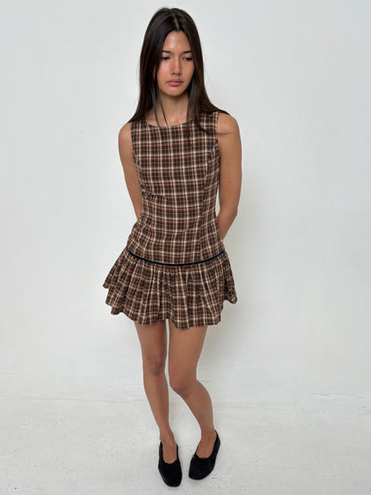 The Scarlett Dress - Brown Tartan