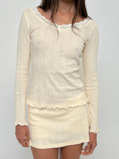 The Celine Long Sleeve - Butter Yellow Pointelle