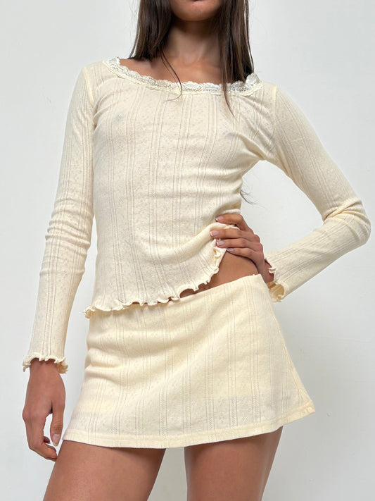 The Celine Long Sleeve - Butter Yellow Pointelle