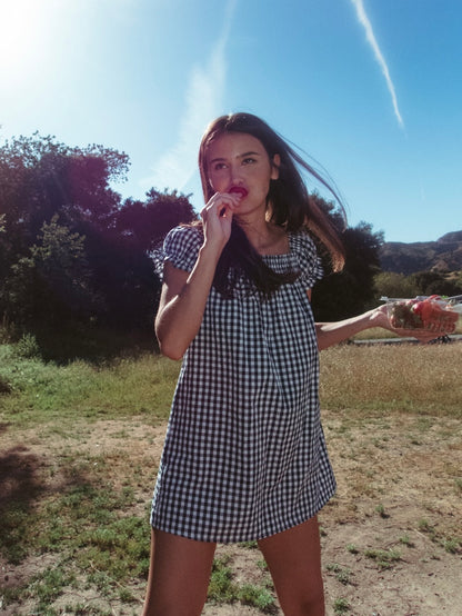 The Poppy Dress - Navy Gingham