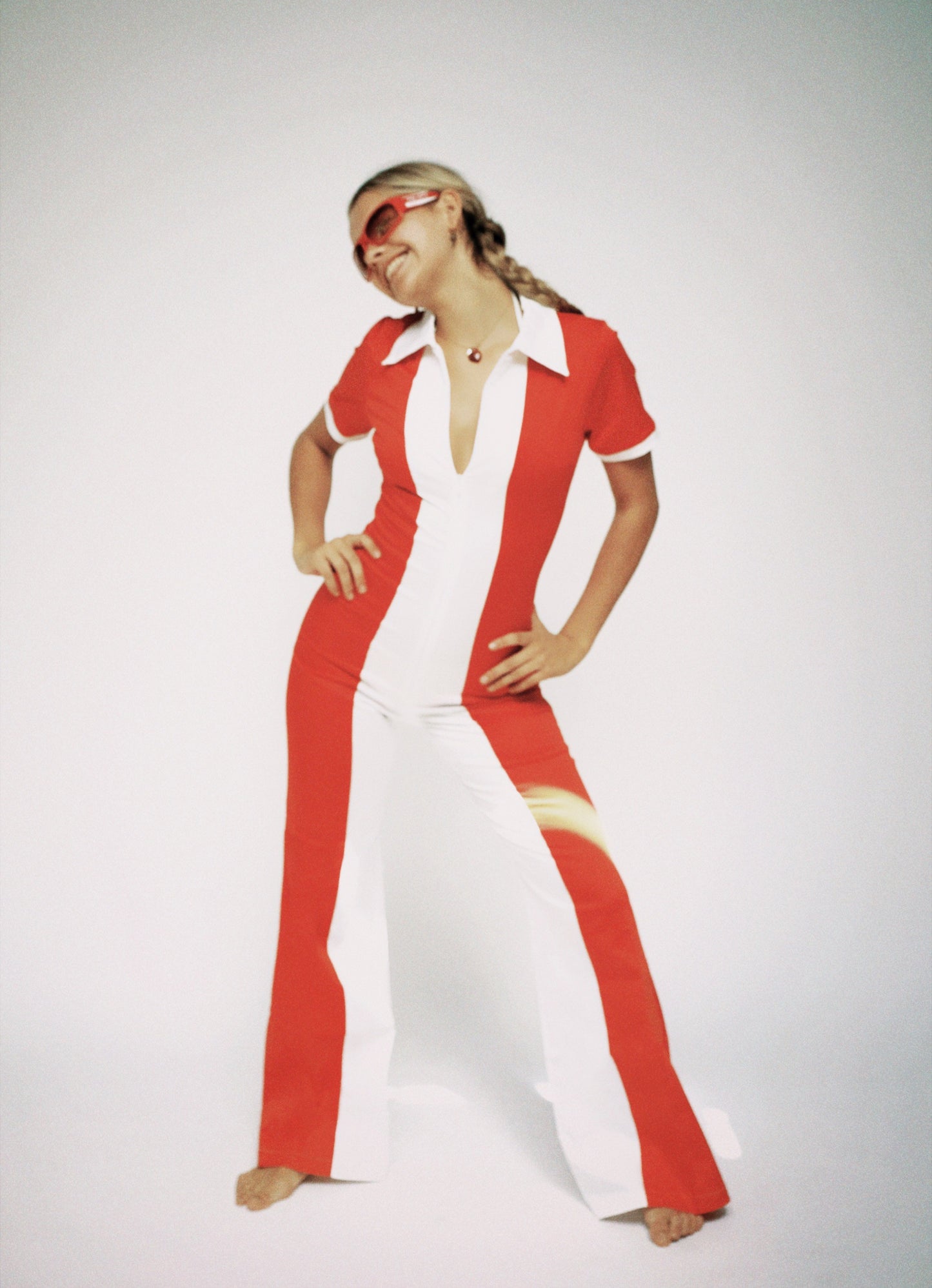 The Dolly Jumpsuit- Red & White