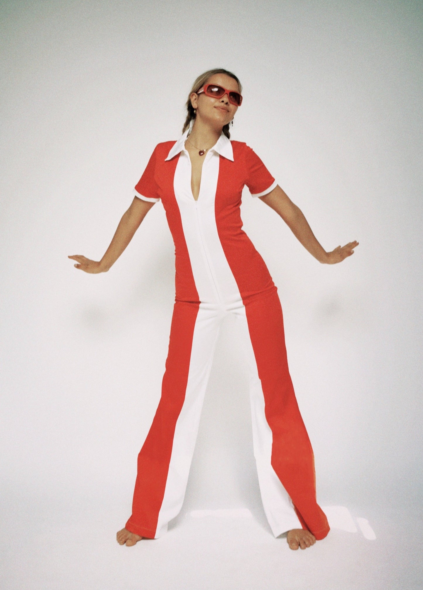 The Dolly Jumpsuit- Red & White