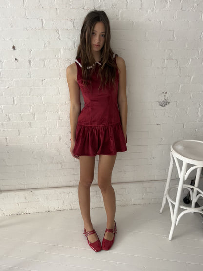 The Clementine Dress- Burgundy Velvet
