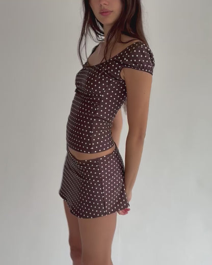 The Isla Skort - Brown Polka