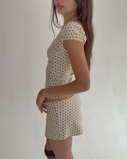 The Isla Skort - Cream Polka