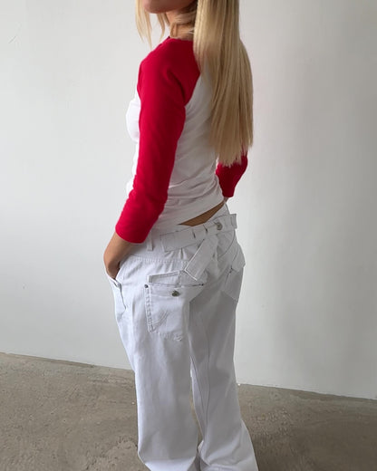 The Maria Buckle Back Jean - White